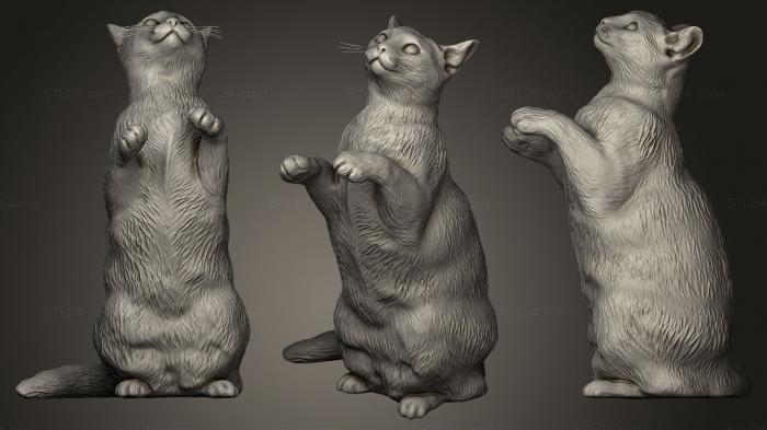 Статуэтки животных (Ситцевый кот 10, STKJ_0183) 3D модель для ЧПУ станка